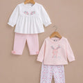LE PUR BioKool cotton 2-piece pajama combo, floral embroidered top and Hello Bunny print top with pants
Floral embroidered set only