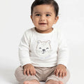 BioKool Cotton "Just Roar” Pyjama Set - White & Hazelnut - LE PUR!