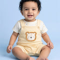 BioKool Cotton Lion Dungaree Set -White & Cream - LE PUR!