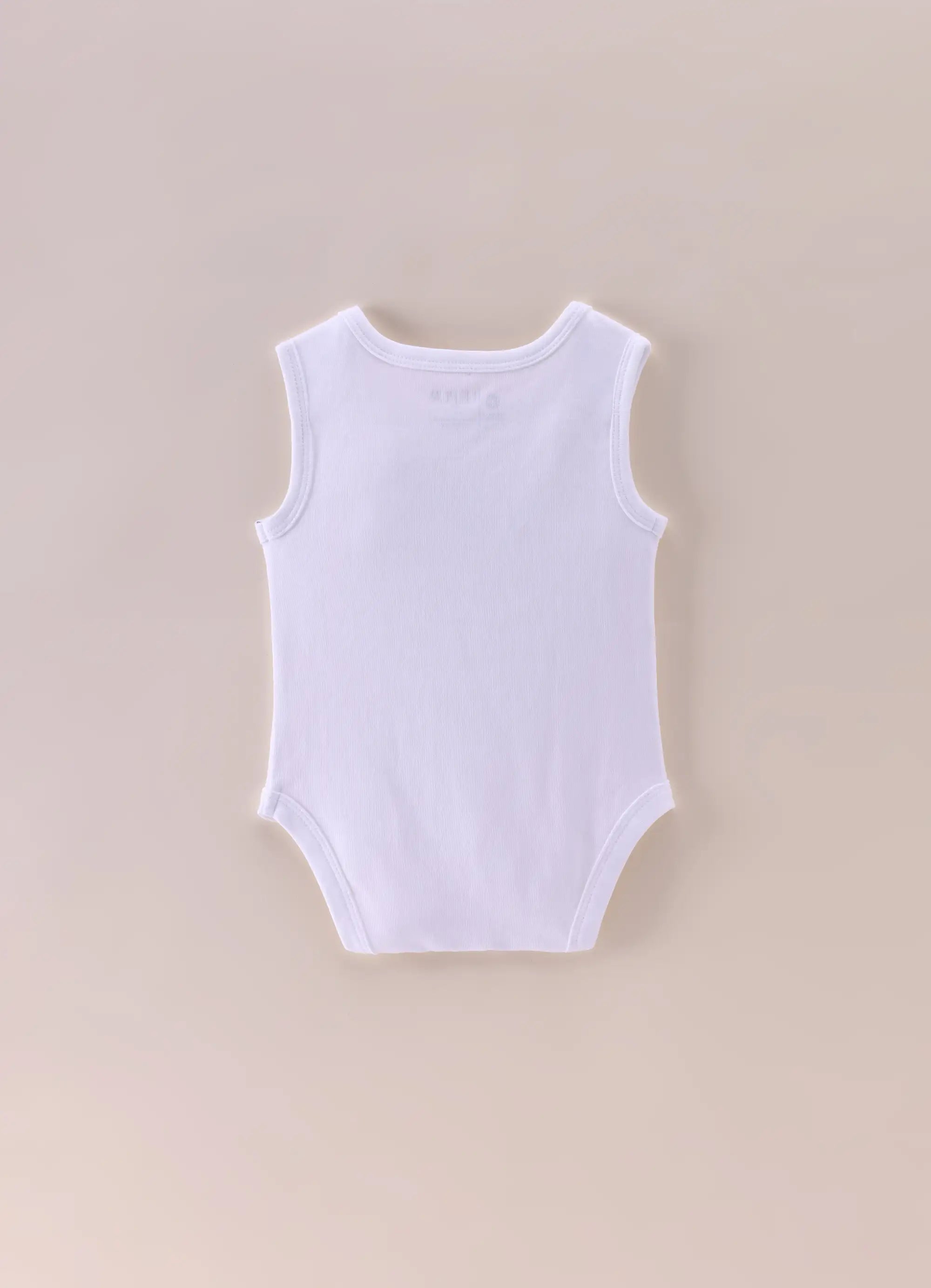 Baby Boys Cotton Sleeveless Bodysuit Set Sky Melange & White – Pack of 2 - LE PUR!