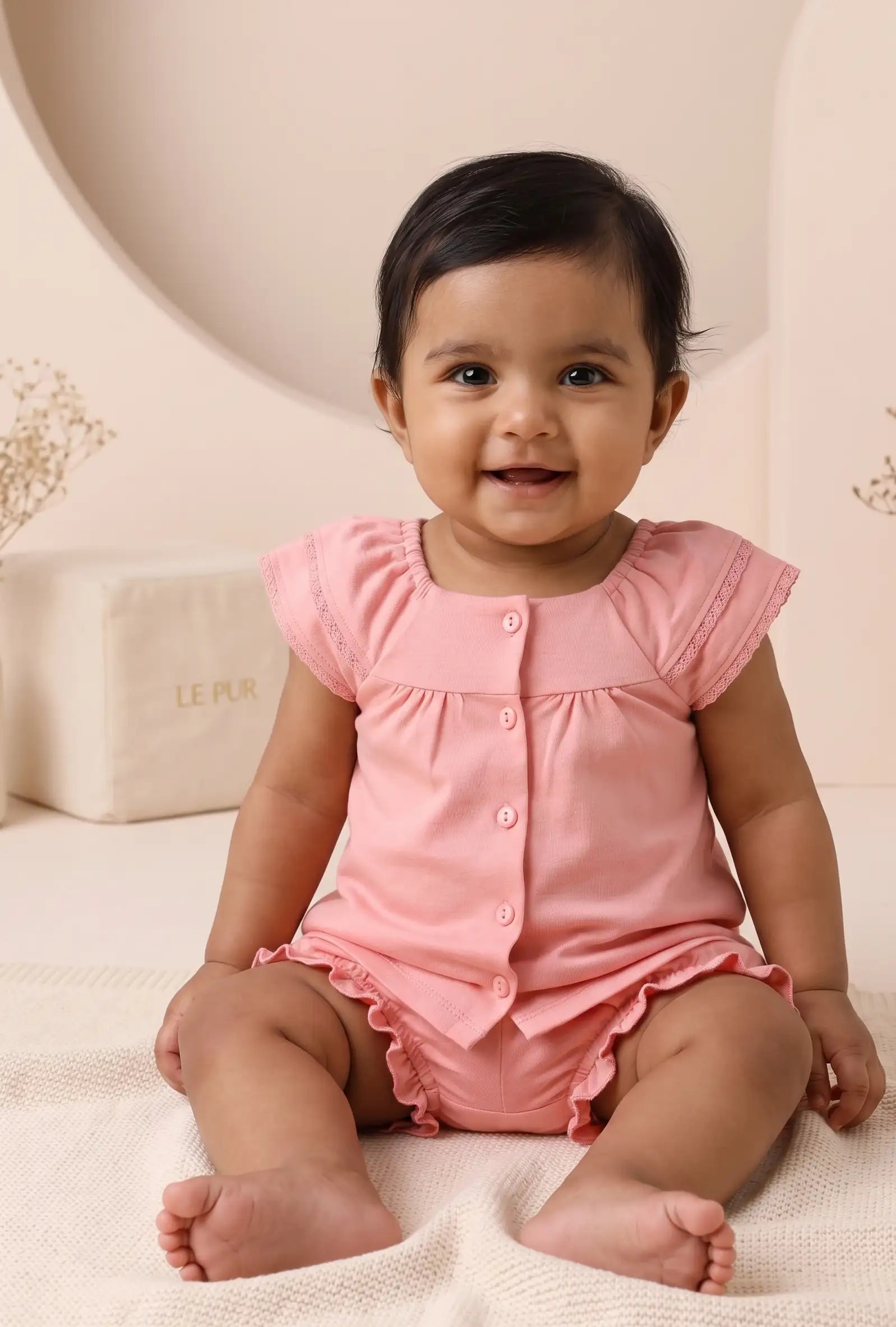 TENCEL™ Flutter Sleeve Dress with Bloomer Set- Pink - LE PUR!