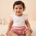 TENCEL™ Bird Print Ruffle Top & Shorts Set- Pink & White - LE PUR!