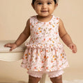BioKool Cotton Citrus Bloom Frock, Bloomer & Headband- Pink
