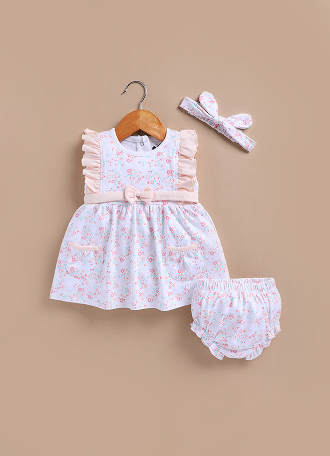 Le Pur BioKool Cotton Baby Girl Dress Set with Bloomers & Headband - LE PUR!
