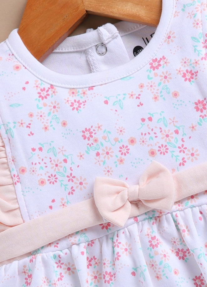 Le Pur BioKool Cotton Baby Girl Dress Set with Bloomers & Headband – Floral Print - LE PUR!