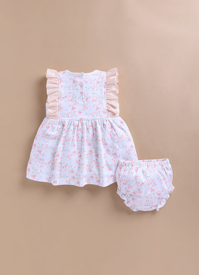 Le Pur BioKool Cotton Baby Girl Dress Set with Bloomers & Headband – Floral Print - LE PUR!