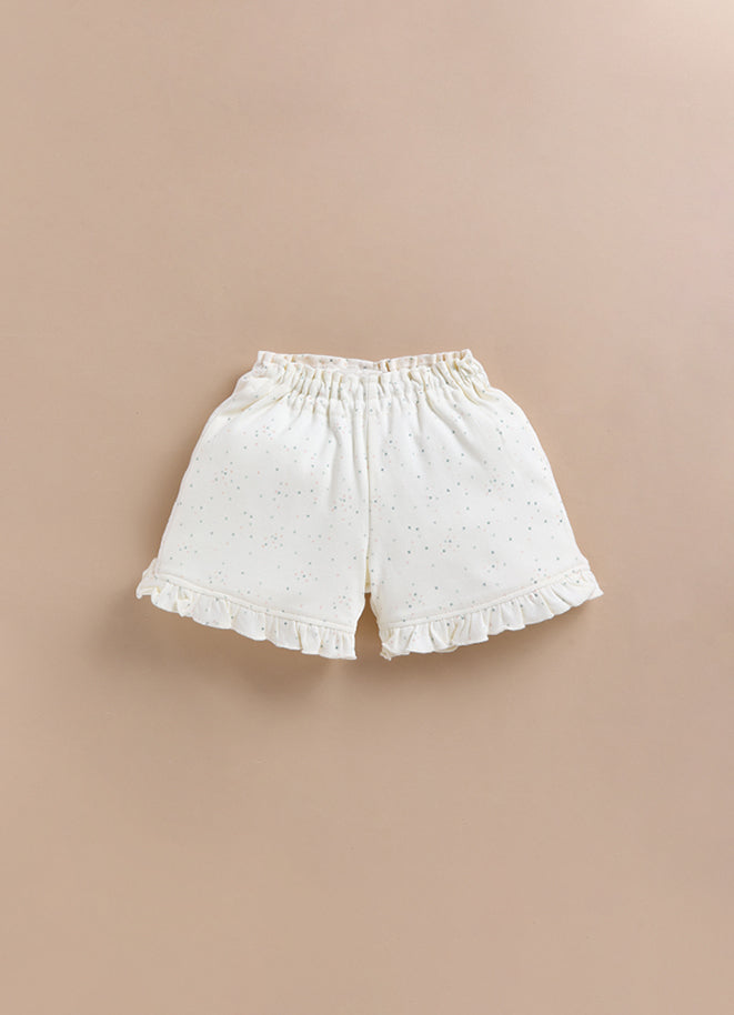 Le Pur Baby Girls Biocool Cotton Nightwear Set – Short Sleeve Top & Shorts “Sleepy Baby” Print (Off-White)) - LE PUR!