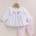 BioWash Cotton Floral Embroidered Top with Pant - Multicolor - LE PUR!