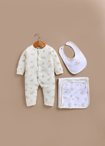 Le Pur Baby Biocool Cotton 3-Piece Set – Romper, Bib & Blanket - LE PUR!