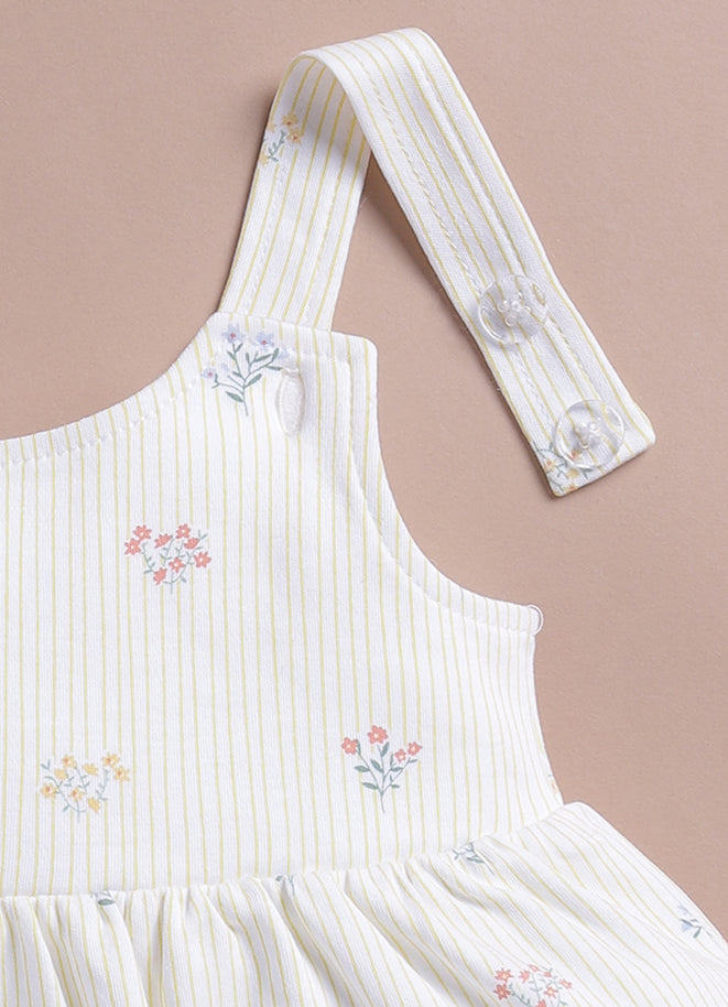 Le Pur Biocool Baby Girl Dress with Bodysuit Set | Soft Cotton Floral Dress Combo - LE PUR!