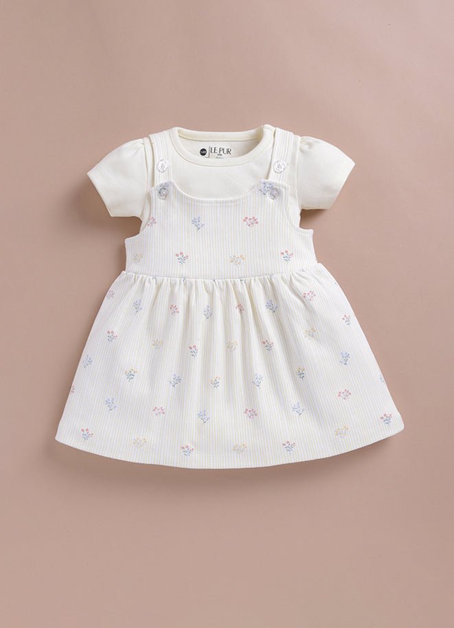 Le Pur BioKool Baby Girl Dress with Bodysuit Set | Soft Cotton Floral Dress Combo - LE PUR!