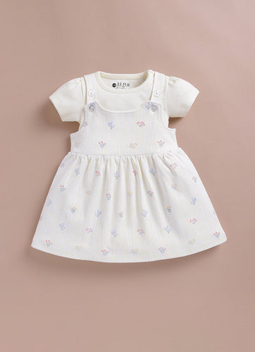 Le Pur Biocool Baby Girl Dress with Bodysuit Set | Soft Cotton Floral Dress Combo - LE PUR!