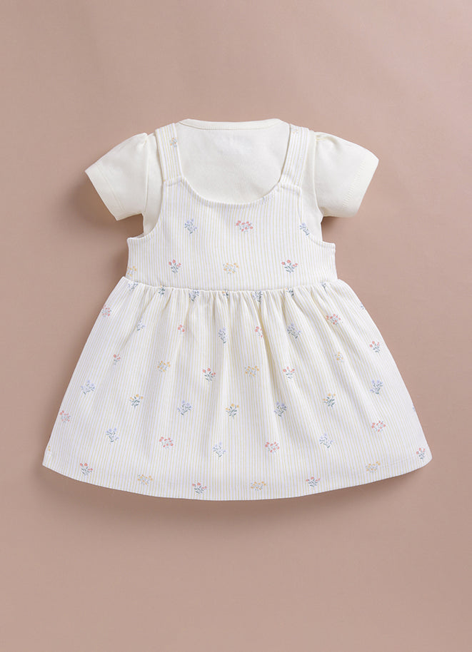 Le Pur Biocool Baby Girl Dress with Bodysuit Set | Soft Cotton Floral Dress Combo - LE PUR!
