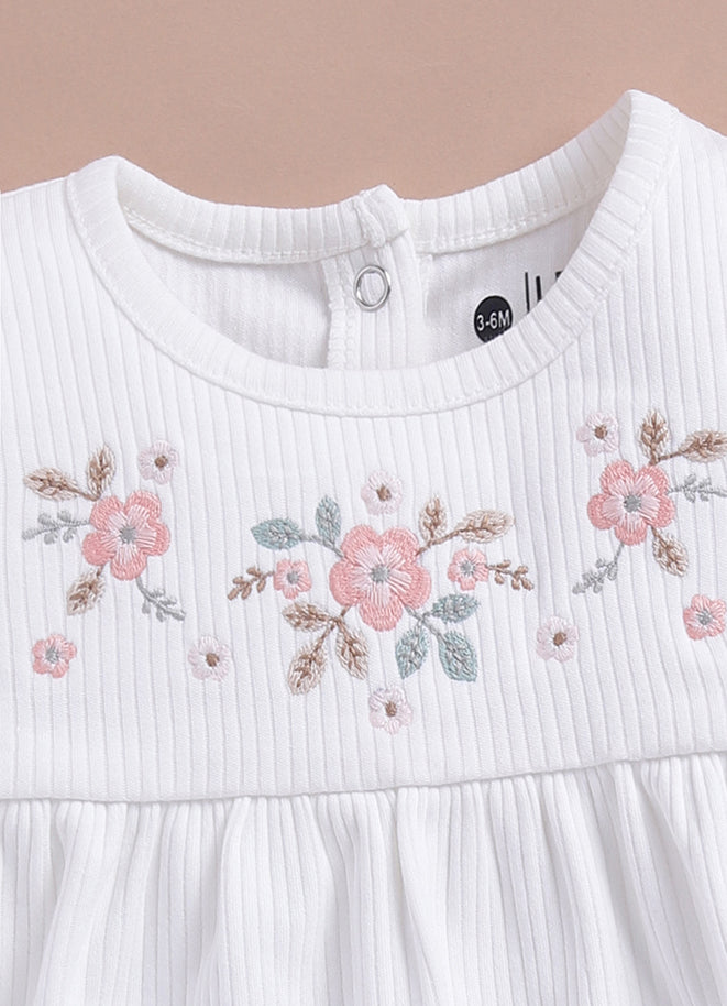 Le Pur Baby Girl Top & Pant Set | Soft Cotton Embroidered Top with Floral Pants - LE PUR!