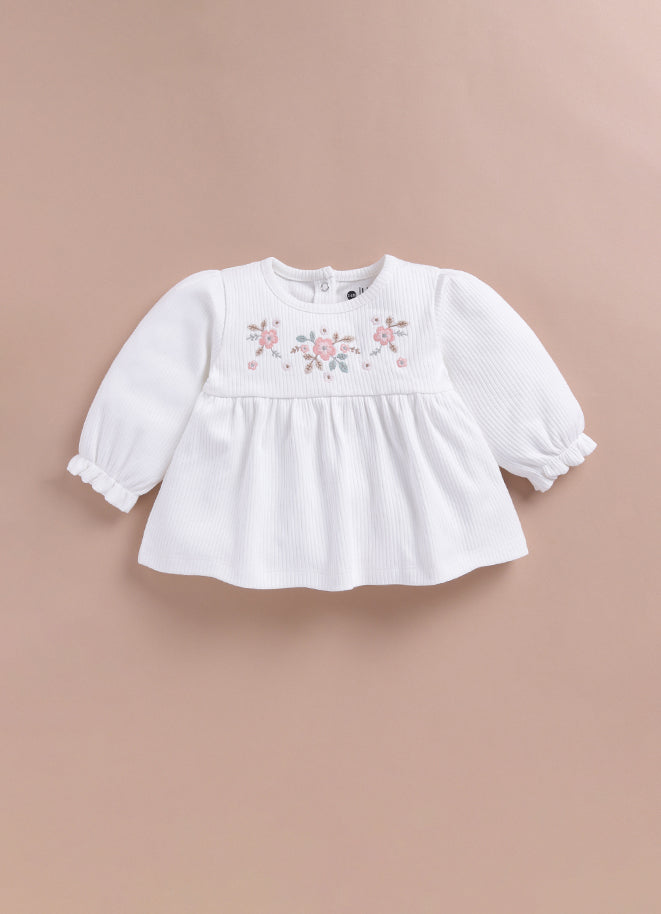 Le Pur Baby Girl Top & Pant Set | Soft Cotton Embroidered Top with Floral Pants - LE PUR!