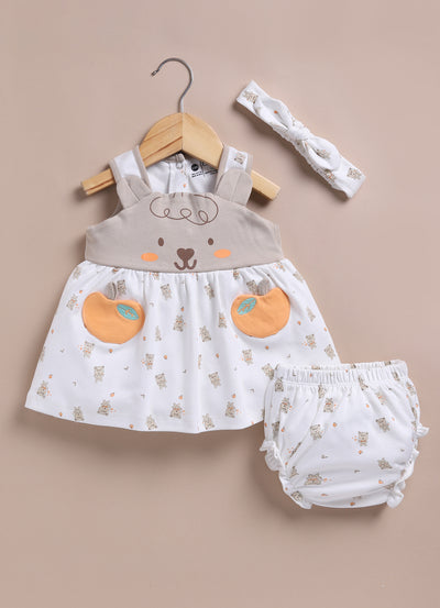 Le Pur BioCool Baby Girl 3-Piece Dress Set – Frock, Bloomer & Headband - LE PUR!