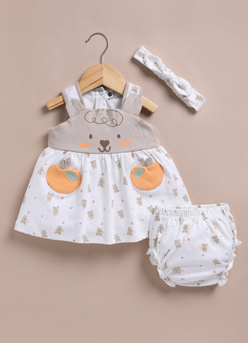 Le Pur BioCool Baby Girl 3-Piece Dress Set – Frock, Bloomer & Headband - LE PUR!