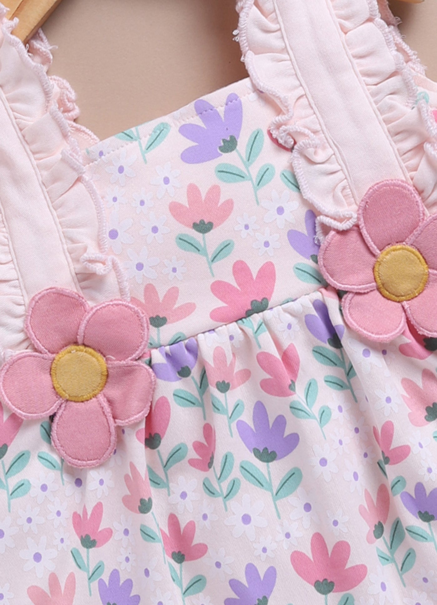 Le Pur Tiny Bloom BioCool 3-Piece Set: Floral Ruffle Frock, Bloomer & Headband - LE PUR!