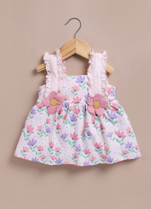 Le Pur Tiny Bloom BioKool 3-Piece Set: Floral Ruffle Frock, Bloomer & Headband - LE PUR!