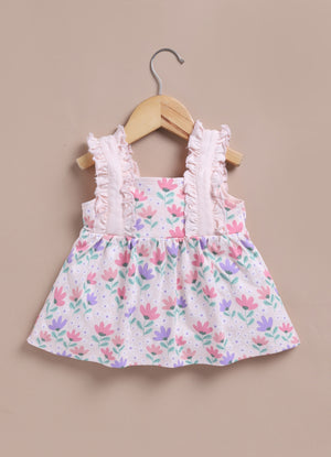 Le Pur Tiny Bloom BioKool 3-Piece Set: Floral Ruffle Frock, Bloomer & Headband - LE PUR!