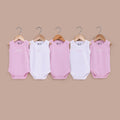 Le Pur BioKool Baby Boy Sleeveless Bodysuit Set – Pack of 5 (Pink, White) - LE PUR!