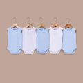 Le Pur BioKool Baby Boy Sleeveless Bodysuit Set – Pack of 5 (Blue, White) - LE PUR!