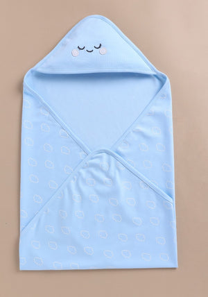 Le Pur Baby Hooded 2-Pack Soft BioKool Cotton Swaddle Blanket for Newborns – Blue Cloud Design (Set of 2) - LE PUR!
