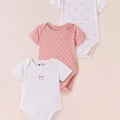 TENCEL™ Printed Bodysuit Pack of 3- Pink & White - LE PUR!