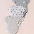 TENCEL™ Printed Bodysuit Pack of 3- Grey & White - LE PUR!