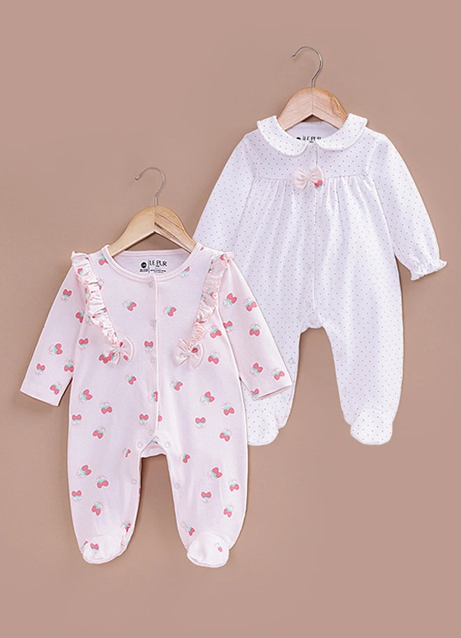 Le Pur BioCool Baby Girl Sleepsuit Combo | Soft Cotton Footed Sleepsuit (Pack of 2) - LE PUR!