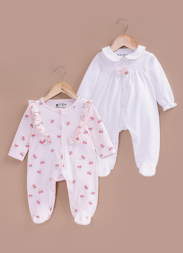 Le Pur BioCool Baby Girl Sleepsuit Combo | Soft Cotton Footed Sleepsuit (Pack of 2) - LE PUR!