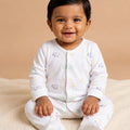 BioKool Cotton Jungle Print Footed Sleepsuit - White