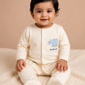 BioKool Cotton Animal Print Footed Sleepsuit - Cream